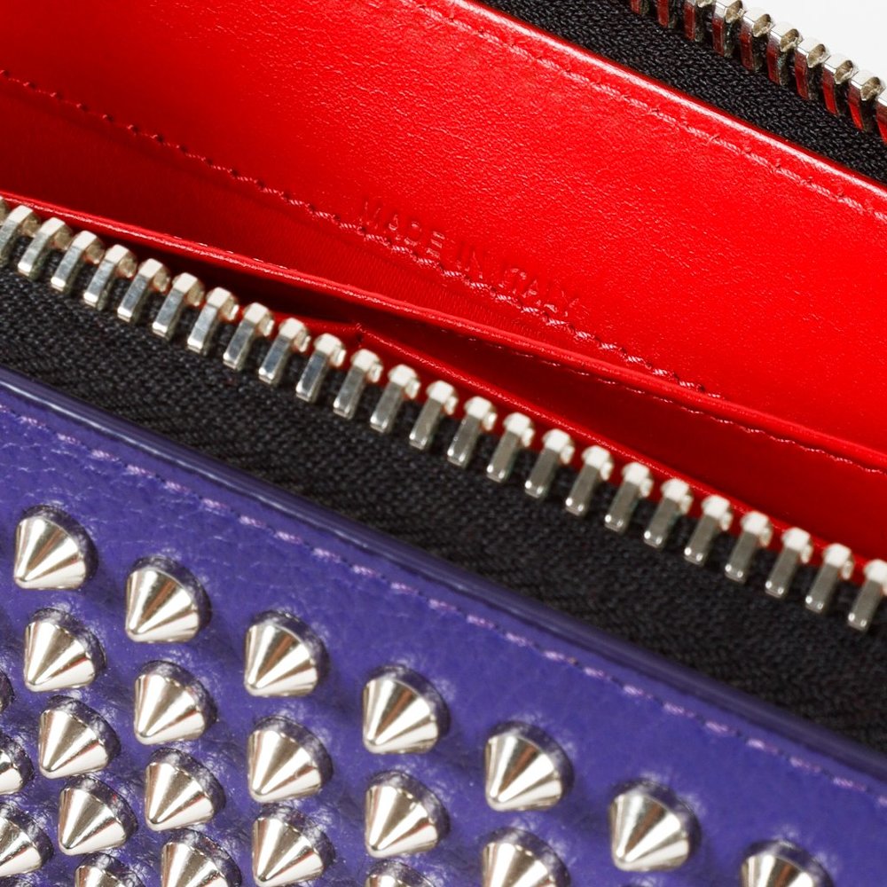 *SOLD* Christian Louboutin Purple Calfskin Spiked Zip Wallet - Picture 9 of 9